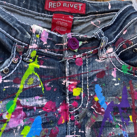 Artist Hand Painted Flare Jeans. - Picture 2 of 5